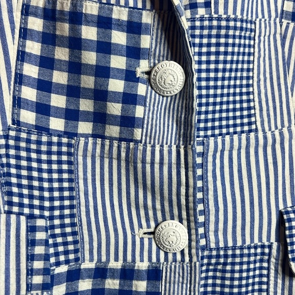 Brooks Brothers Patchwork Buffalo Plaid Blue Quilted Blazer Jacket Preppy Cotton - Picture 7 of 14